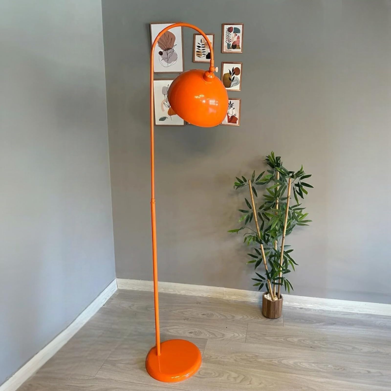 bamyum Gorkiede - de metal, moderna para dormitorio, salón, habitación infantil con casquillo E27, 30 cm de ancho, pantalla ajustable, Lámpara de pie, Naranja