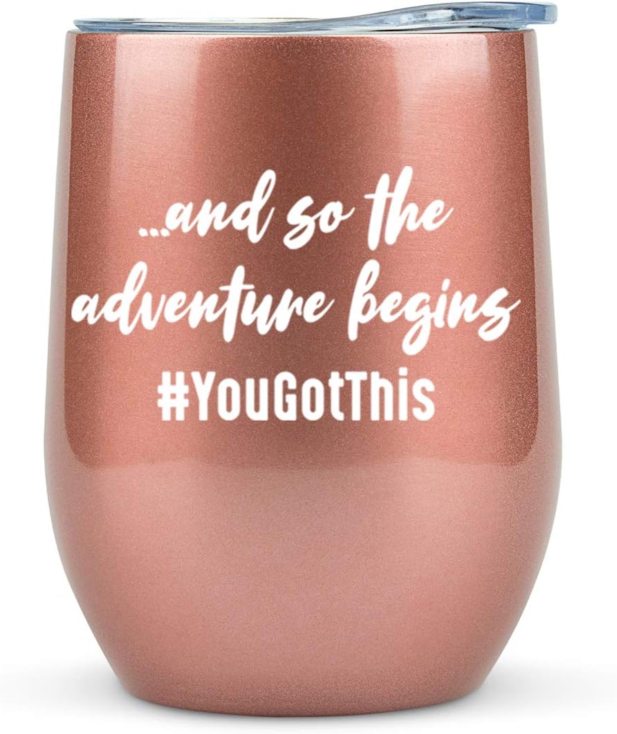 Get Special Price Congratulations Gifts for Women "And So The Adventure Begins" Tumbler for Wine -Gift Ideas for Graduation Gifts For Her 2020, Inspirational, Motivational, Divorce, Going Away, Coworker, Farewell