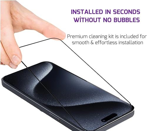 Miniatura 4 de Protector de pantalla de vidrio templado compatible con Apple iPhone 15 Pro Max (paquete de 2)