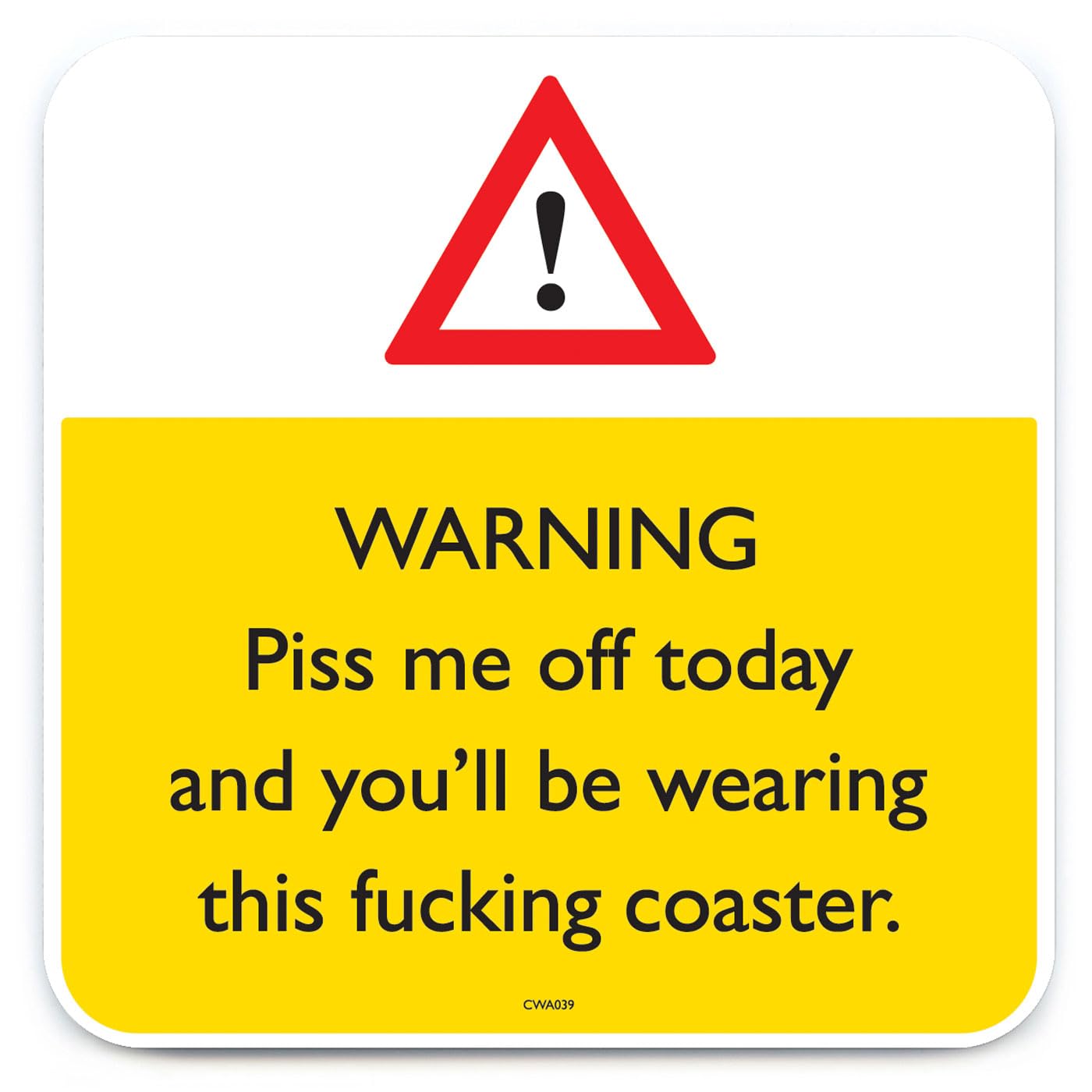 Brainbox Candy Women's Yellow - Rude 'Piss Me Off Coaster' - Small Gift Ideas For Him Her - Friends Birthday - Housewarming Present - New Home Gift - Cheeky Gifts For Men