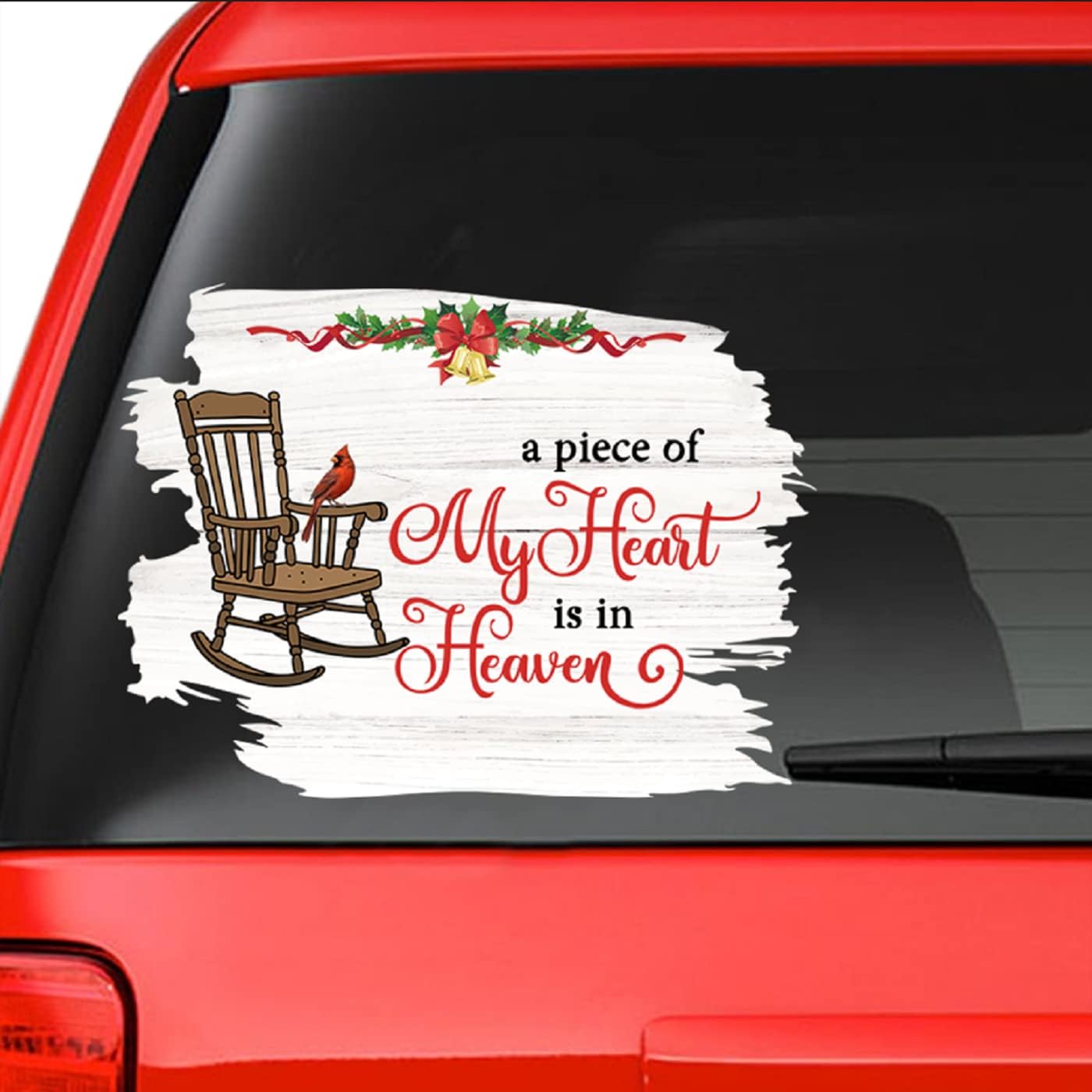 Memory Christmas Waterproof Window Decals for Home Wall Window Décor. Loss of Loved One Christmas Window Sticker Watercolor Memorial. Memorial Christmas Window Sticker: A Piece of My Heart is in Heaven, 4XL