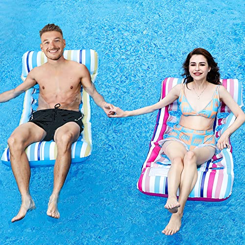 Pool Floats - 2 Pack Pool Floats Rafts, Inflatable Pool Floats for Adult, 4-in-1 Floats for Swimming, Swimming Floating Bed Hammock, Non-Stick PVC Pool Floats, 45\" x 27\" - Thumbnail 2