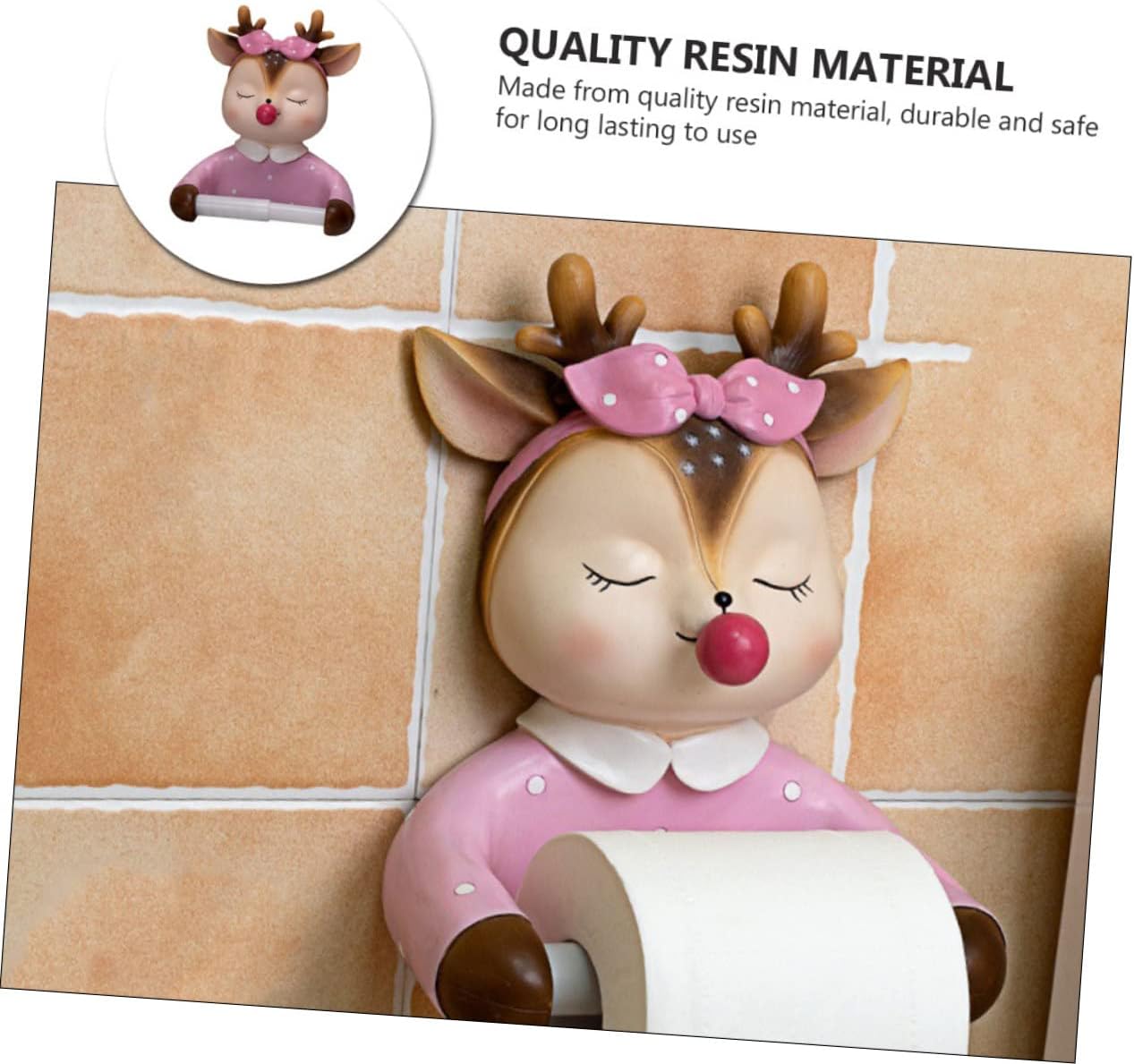 Lovely Cartoon Wall-Mounted Toilet Paper Holder Resin Tissue Rack Bathroom Storage Rack for Toilet Paper with Smooth Edges Resistant Finish