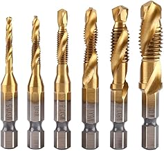Drill Tap, M5, Drill Tap Set, M4, Hexagonal Shank, M6, M8, M3 Gold, Drilling, HSS Steel, Hexagonal Axle, Threading, 6 Piece Set Tool