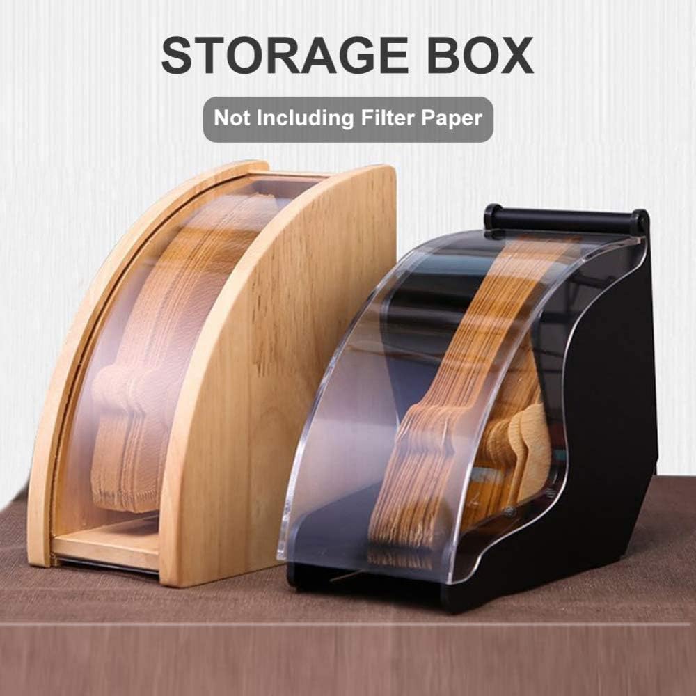 Coffee Filter Paper Box, Wooden Coffee Filter Holder with Cover, Conical Filter Paper Box for Coffee Filter Storage-Black