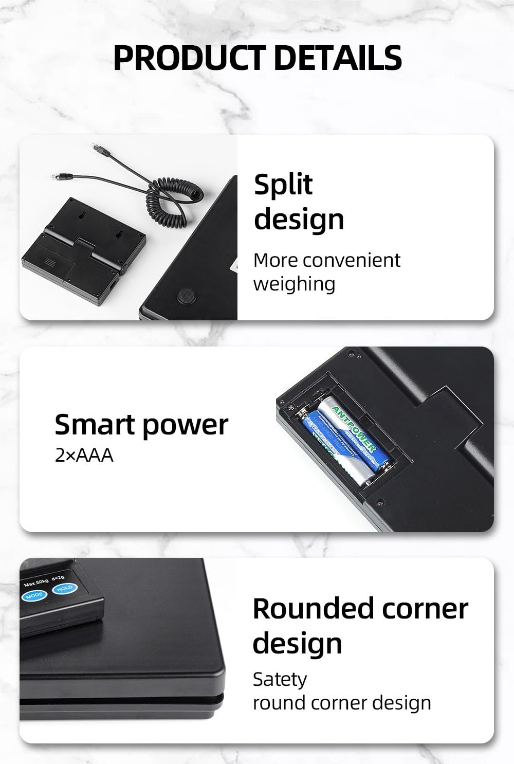 50KG/110lb 高精度 ポスタルスケールホールド/風袋機能 LCDディスプレイ デジタルポスタルスケール パッケージ/荷物/家