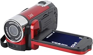 HD Video Camera Camcorder, Portable 1080P 16MP DV Camera, 2.7in TFT Rotatable Screen Digital Zoom Video Camera,16X Digital Zoom Travel Camera (Color : Red)