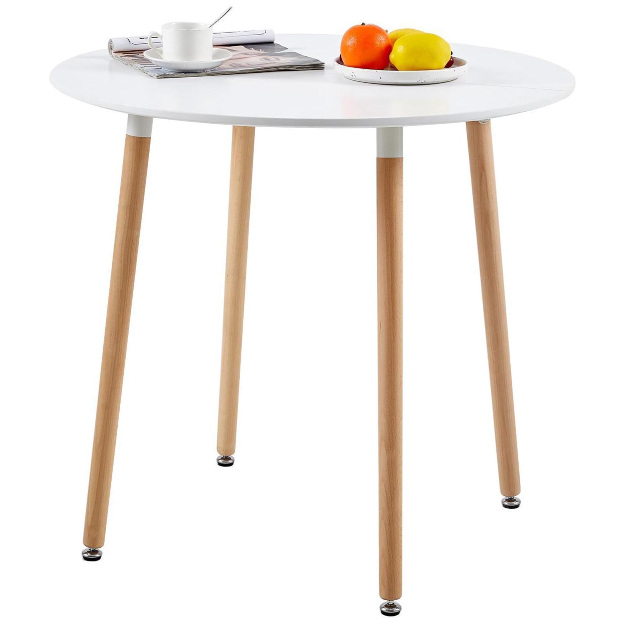 Table Ronde Blanche 110 Cm GOKHOMX - Pour 4 à 6 Personnes - Style Scandinave, Pour Salle à Manger, Salon, Jardin, Bureau
