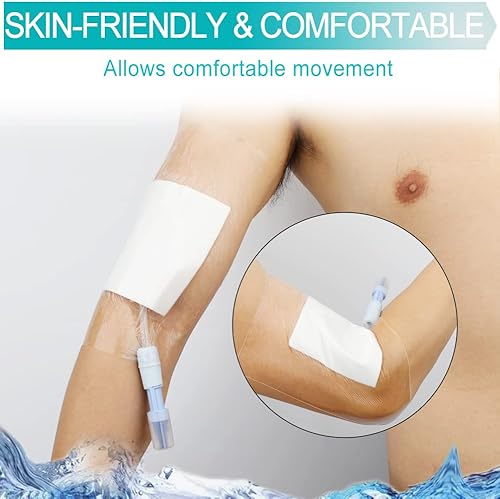 Miniatura 4 de Cubierta de ducha impermeable para catéter de diálisis PD de 9 x 9 pulgadas, sin pegamento en el centro, línea PICC de diálisis peritoneal,