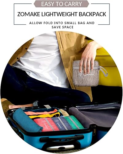 Miniatura 5 de ZOMAKE Mochila pequeña de senderismo, mochila ligera de viaje de 25 litros, mochila plegable para mujeres y hombres, gris (lightgrey), S, Mochilas