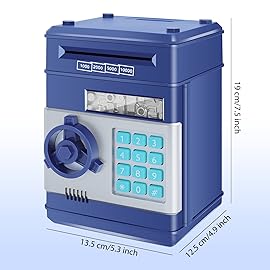 GuDoQi Piggy Bank for Boys Electronic Coin Money Bank Toy for 3 4 5 6 7 8 9 10 Year Old Children, Mini ATM Cash Coin Saving Box for Birthday Gifts Kids Age 3-10, Navy