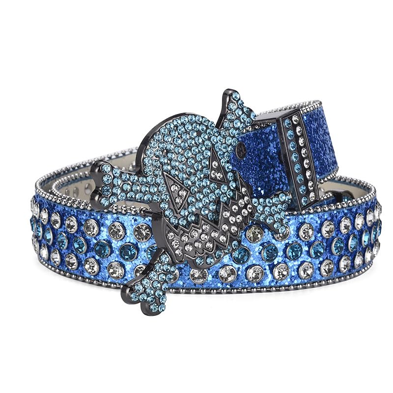 CHANYI Mujer Vestido Cinturón Hebilla De Calavera Diamantes De Imitación De Estilo Hip-Hop Punk De Diamante Completo Para Mujer