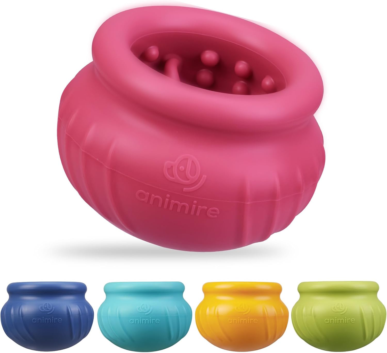 Wobbly Dog Enrichment Lick Toy, Stuffable Frozen Lick Bowl to Keep Dogs Busy, Long-Lasting Interactive Treat Dispensing Dog Toy, Silicone Fetch Catch Chew Toy(Rose,L)