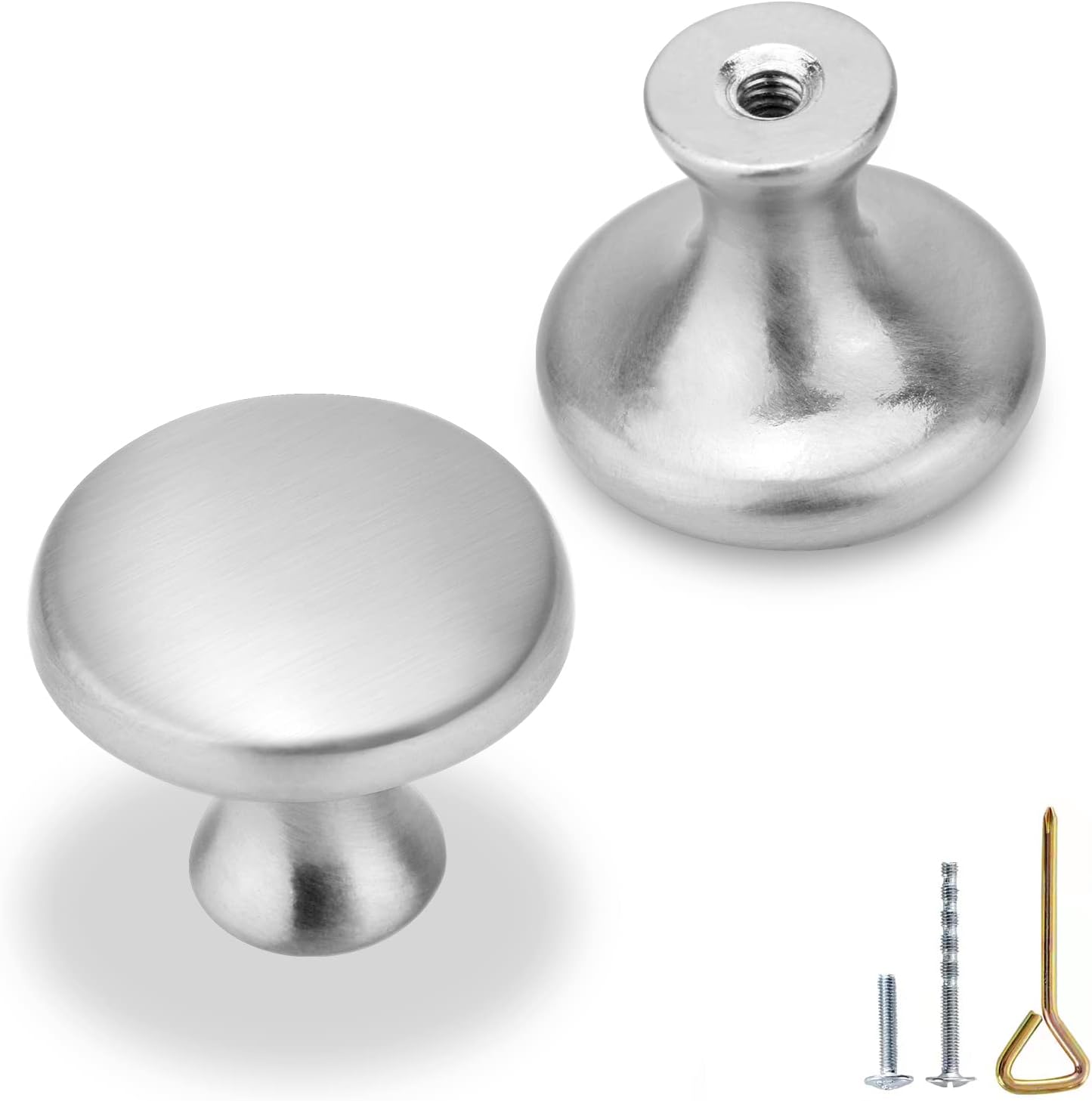 BOBLIUE 10 Pack Round Knobs,Solid Zinc Alloy ,Satin Nickel