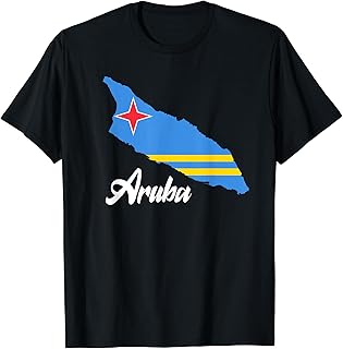 Aruba Flag Souvenir Aruban Map Vacation Men Women Boy Girls T-Shirt
