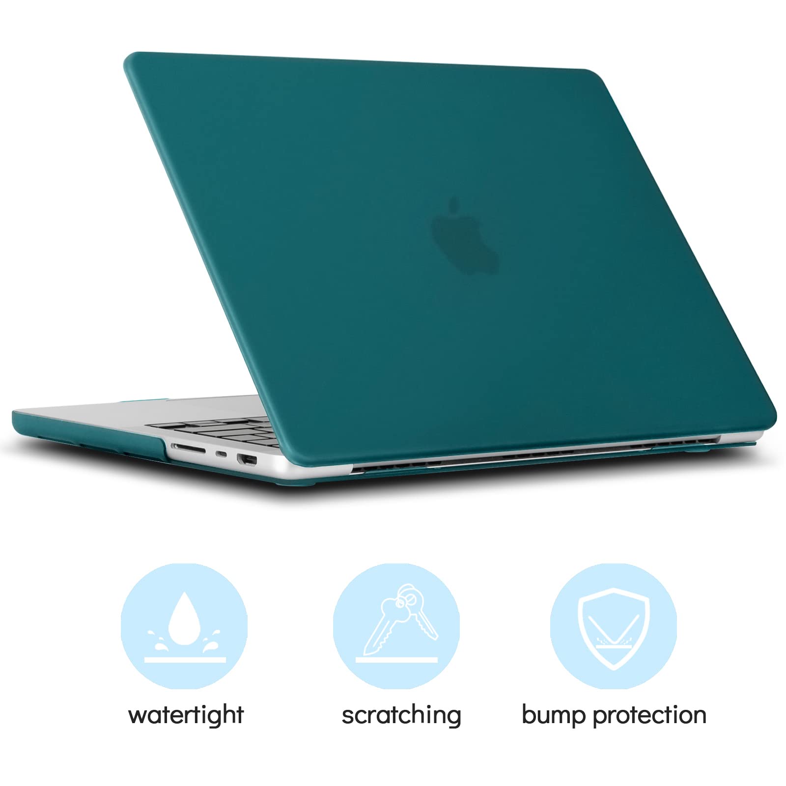 TECOOL Cover per MacBook Pro 14 Pollici M4 M3 M2 M1 Pro/Max 2021-2024 (A3401 A3185 A3112 A2992 A2918 A2779 A2442), Custodia Rigida Protettiva Sottile in Plastica e Copritastiera UE, Turchese Profondo
