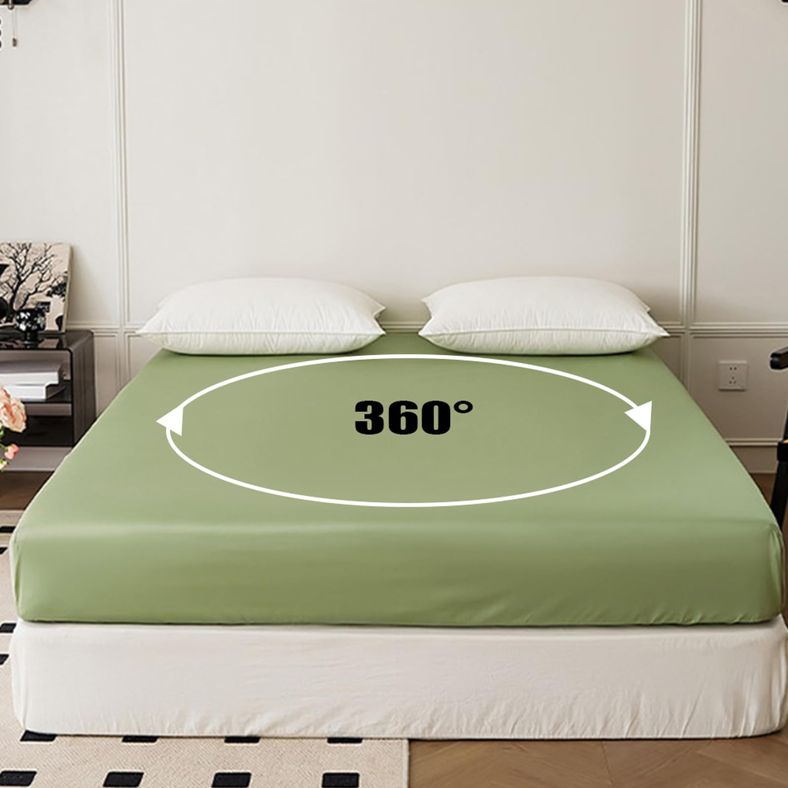 Drap Housse 90 x 190 + 20 cm 100% Coton Protege Matelas Kaki foncé