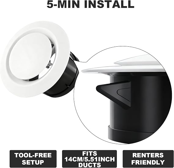 2Pcs Round Adjustable Air Vent Covers, for Tumble Dryer Bathroom Ceiling
