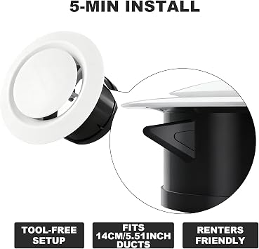 2Pcs Round Adjustable Air Vent Covers, for Tumble Dryer Bathroom Ceiling