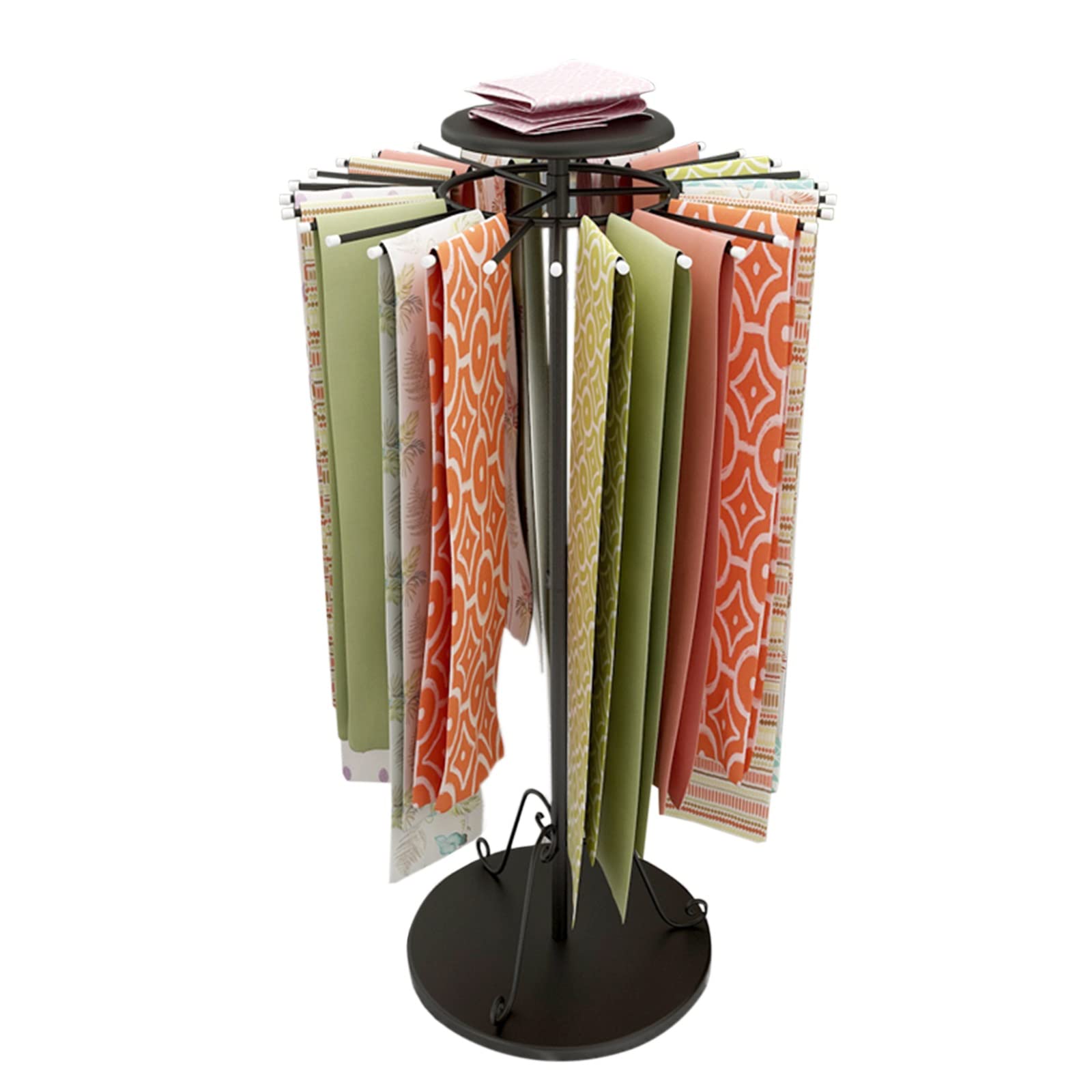 UWYTGF Space Saver Clothes Tie Scarf Rack Hanger Closet Organizer,360°Swivel Leather Belt Display Holder Stand for Clothing Store,Durable Iron,Black,Dia 70Cm/27.5