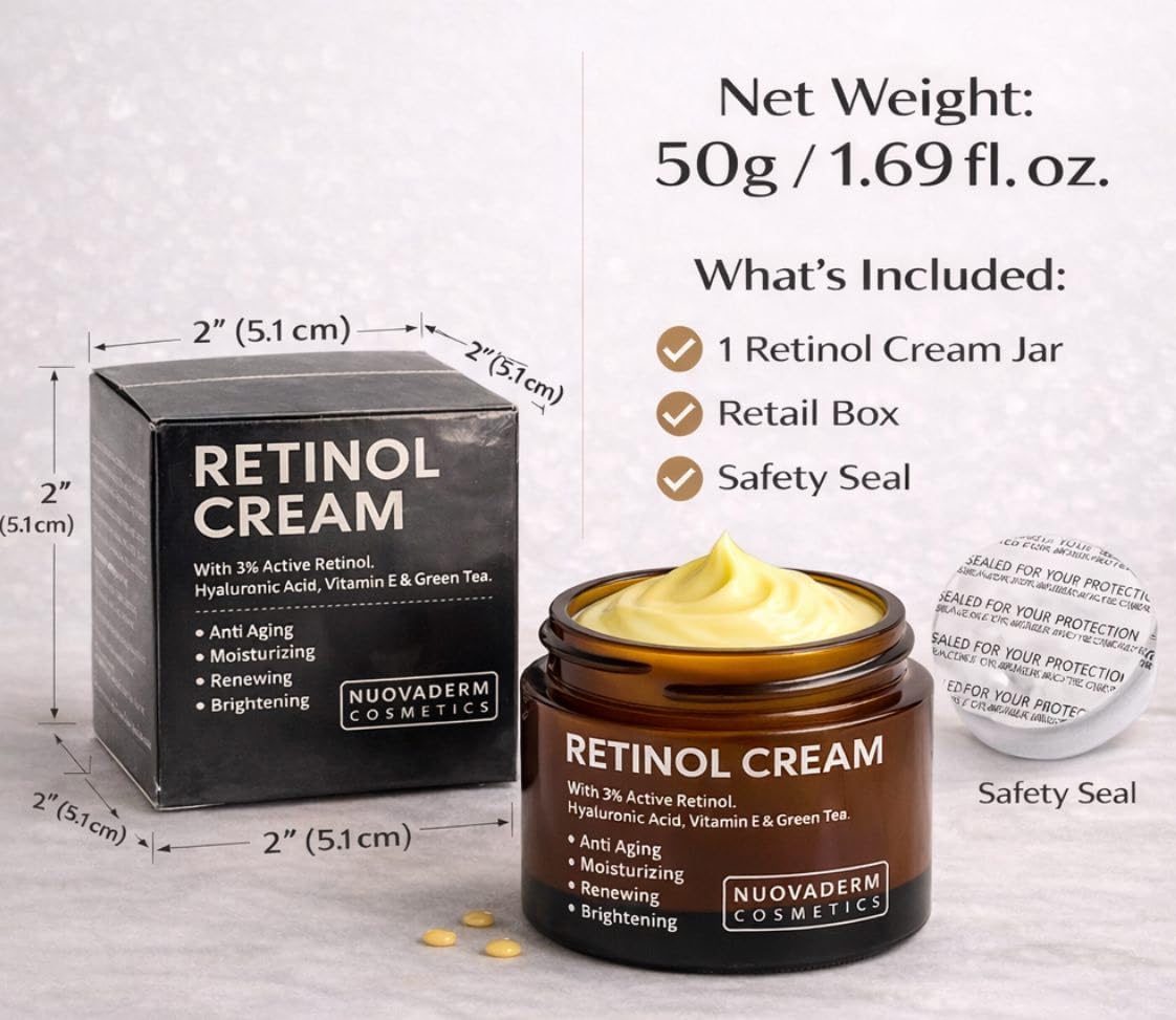 Retinol Plus+ Anti-Aging Cream - Firming Day & Night Moisturizer with Vitamin E, Collagen, and Hyaluronic Acid - Reduces Wrinkles for Youthful Skin, 1.7 Fl Oz - Image 8