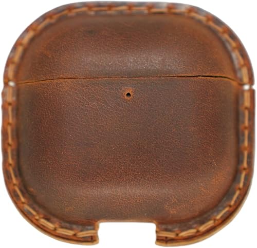 Miniatura 9 de JJNUSA Funda protectora de piel auténtica vintage envejecida para Airpods Pro 3 3ª generación (2025), funda protectora de carga inalámbrica