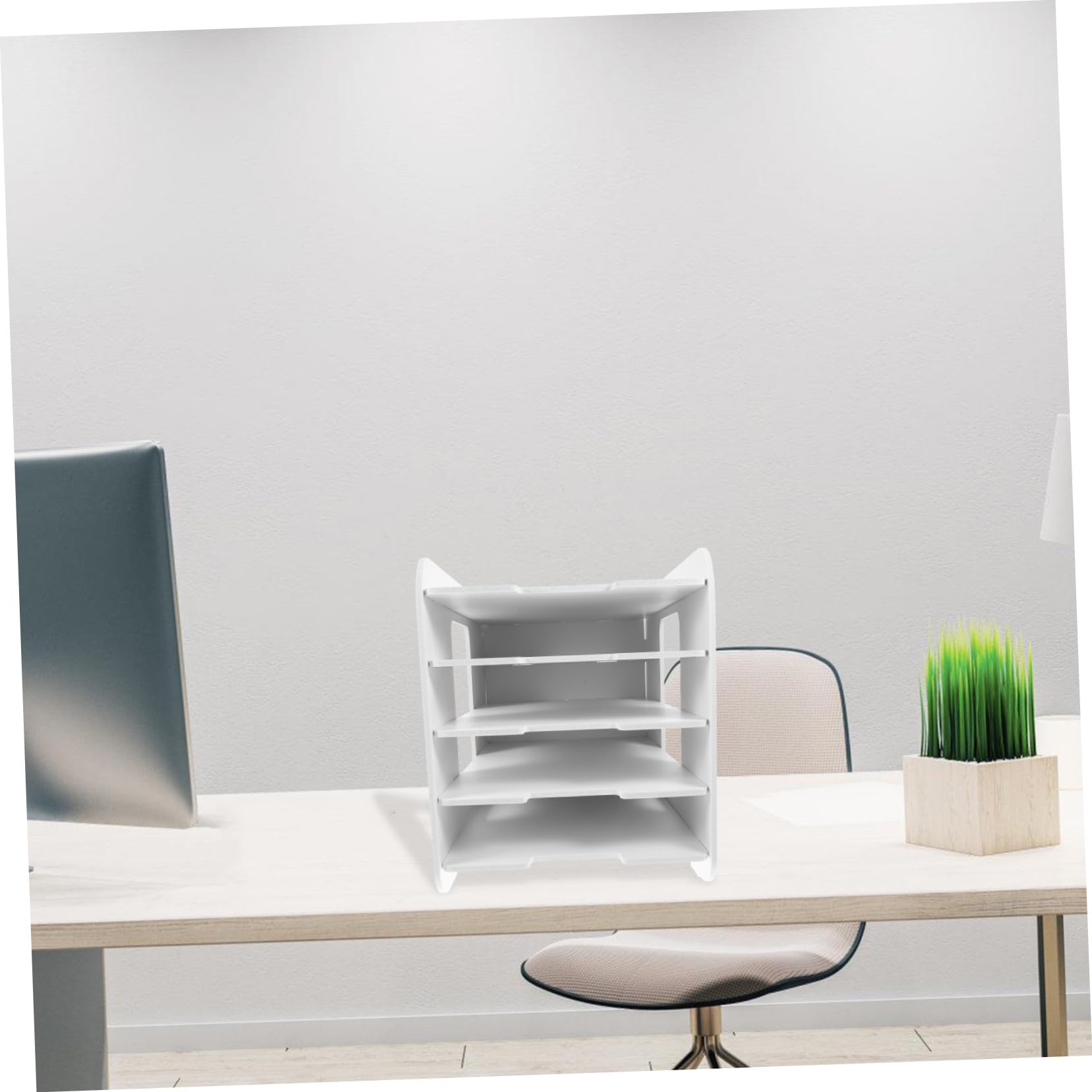 Gatuida Organisateur de Documents Design Empilable en Composite Bois-Plastique Blanc Grosse Capacité, Porte-Documents Bureau pour Maison et École