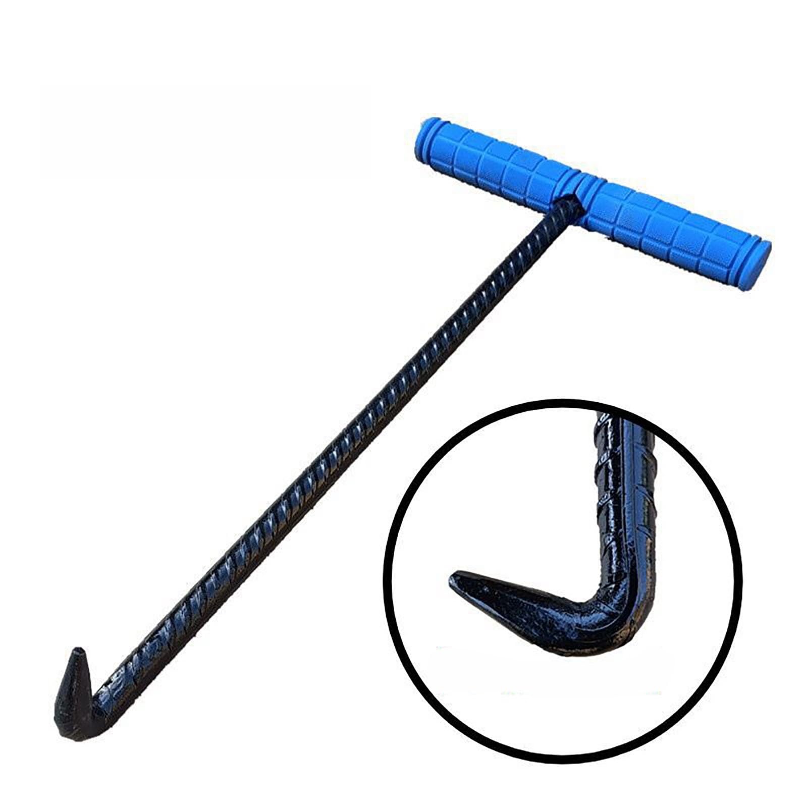 Gjmssmy Dia14mm Heavy-Duty Drain Cover Lifting Hook Blue Handle Sewer Lid Lifter Robust Manhole Cover Grabber Essential Tool For Easy Drain Access And Maintenance