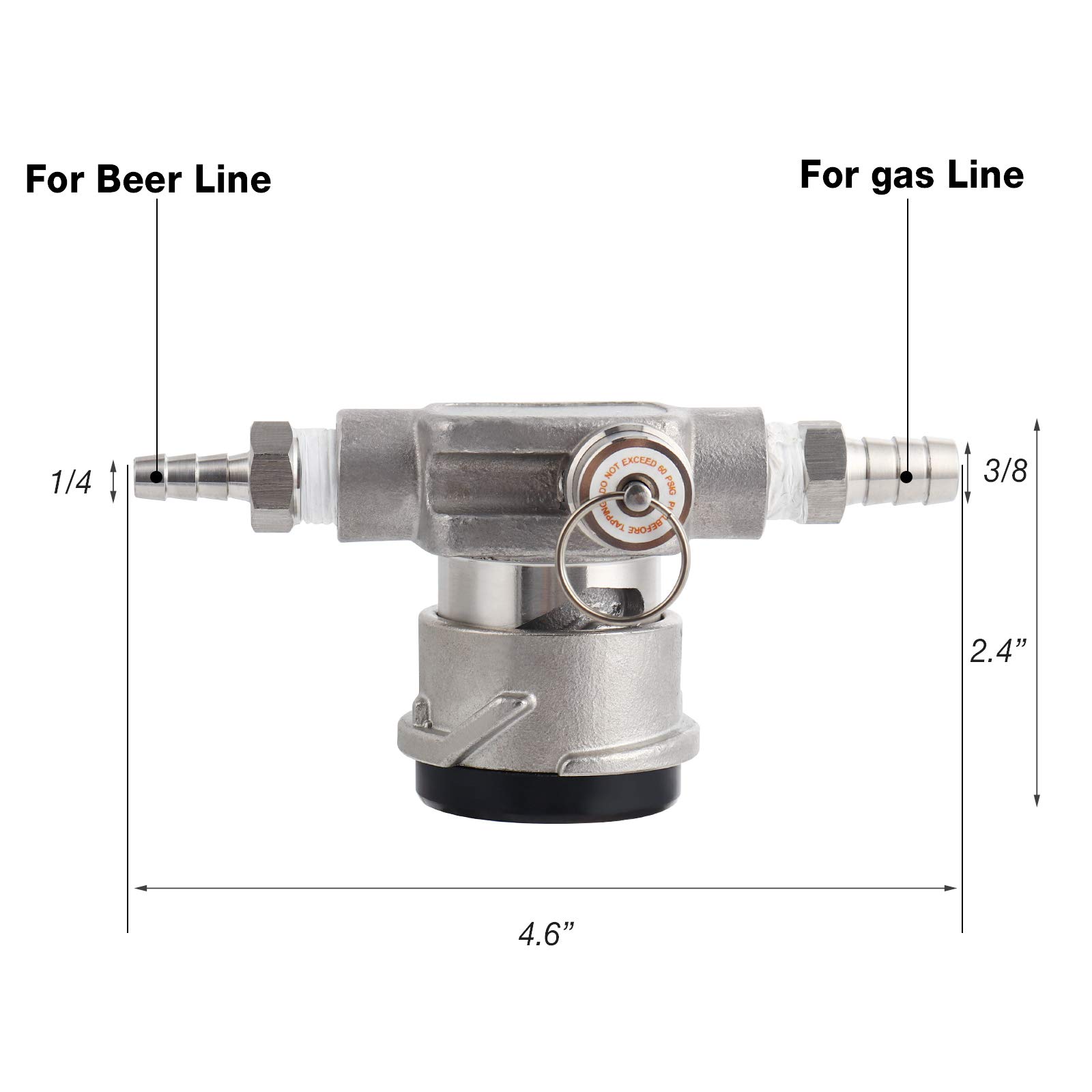 Dbgogo Low Profile Keg Coupler, 304 Stainless Steel D System Coupler