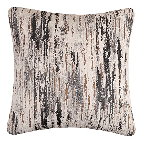 Yeiotsy Pack Of 2 Nordic Style Decorative Throw Pillow Covers For Sofa Bed Card Chair Geometric Cushion Cases Jacquard Chenille (Grey Stripes, 18 X 18 Inches) #TOP4