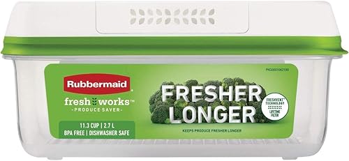 Miniatura 4 de Rubbermaid FreshWorks Saver, recipiente grande de almacenamiento de productos, 18.1 tazas, transparente