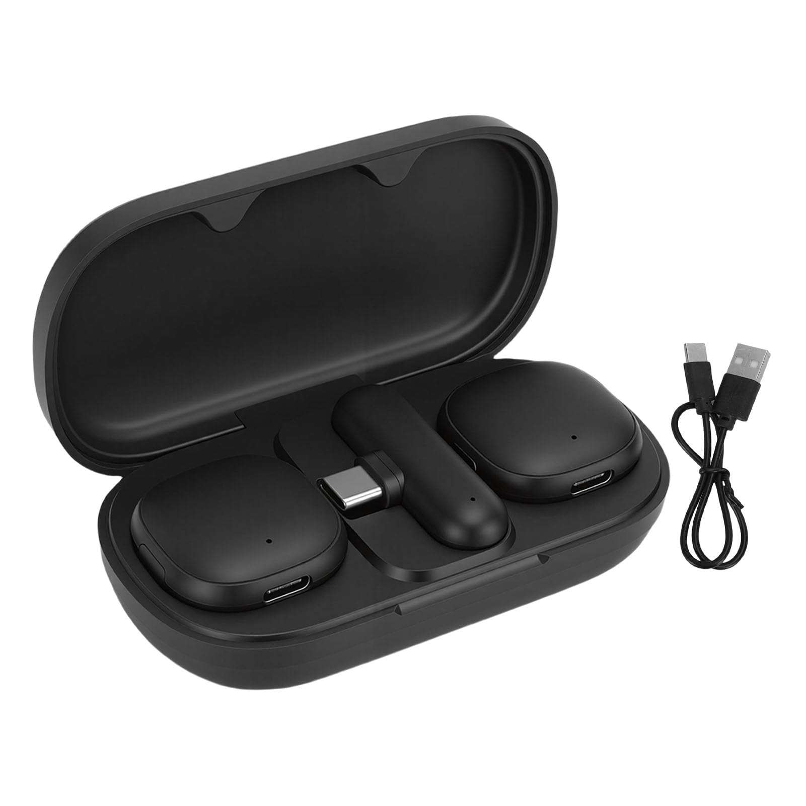 Microfoni Lavalier wireless precisi con cancellazione del rumore con ricevitore per interviste, a 2 microfoni per podcasting, custodia ABSS, portata 50 m