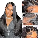 Ossilee 250% Density Straight Lace Front Wigs Human Hair Pre Plucked 13x4 HD Transparent Lace Frontal Wigs for Black Women Glueless 10A Brazilian Virgin Human Hair Wig Natrual Hairline (18 Inch)