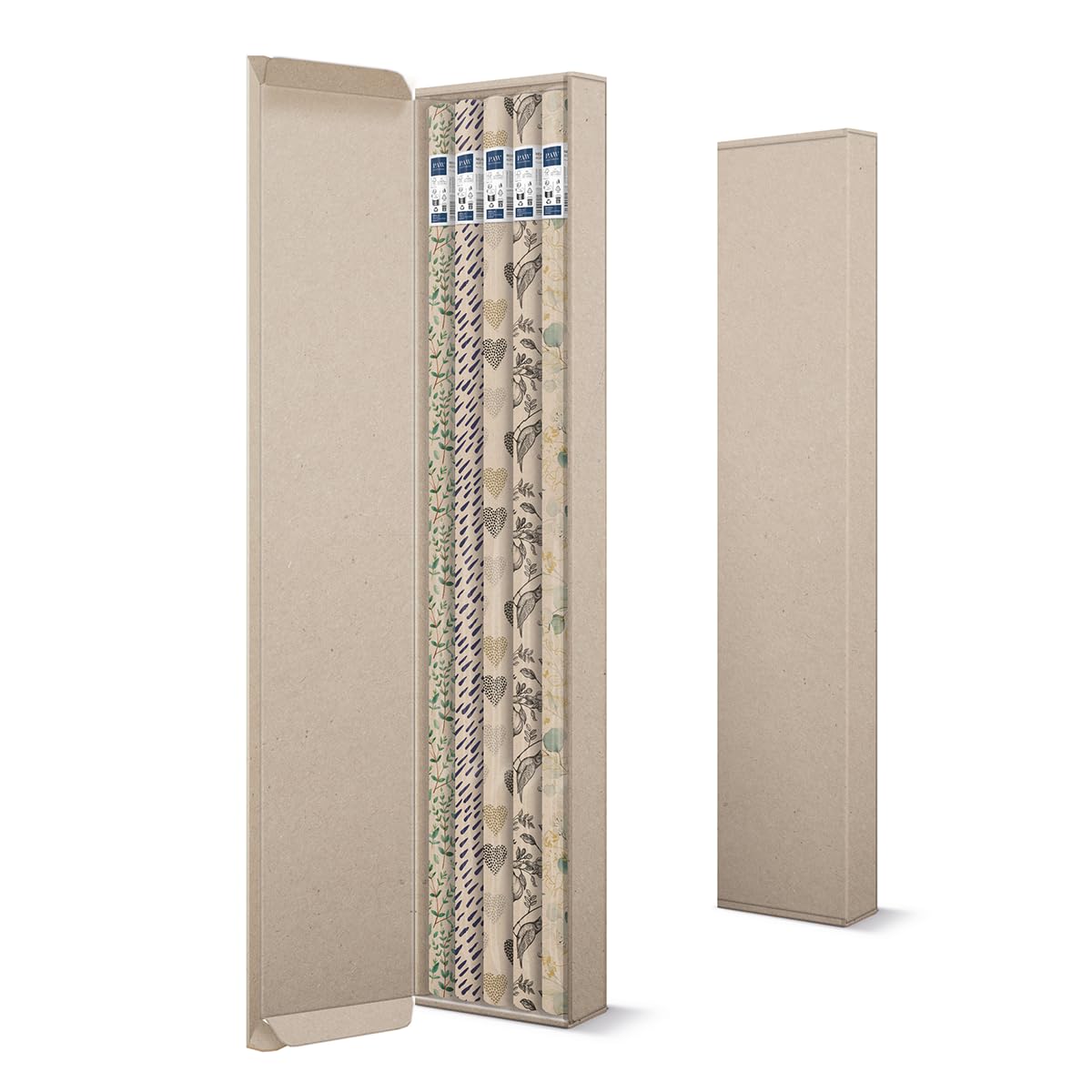 PAW - Papel de regalo 200x70cm - 5 rollos | Mezcla de 5 diseños | Elegante Papel Para Envolver Regalos para Cumpleaños, Bodas, Baby Showers, Fiestas y Regalos - Cuidamos la naturaleza