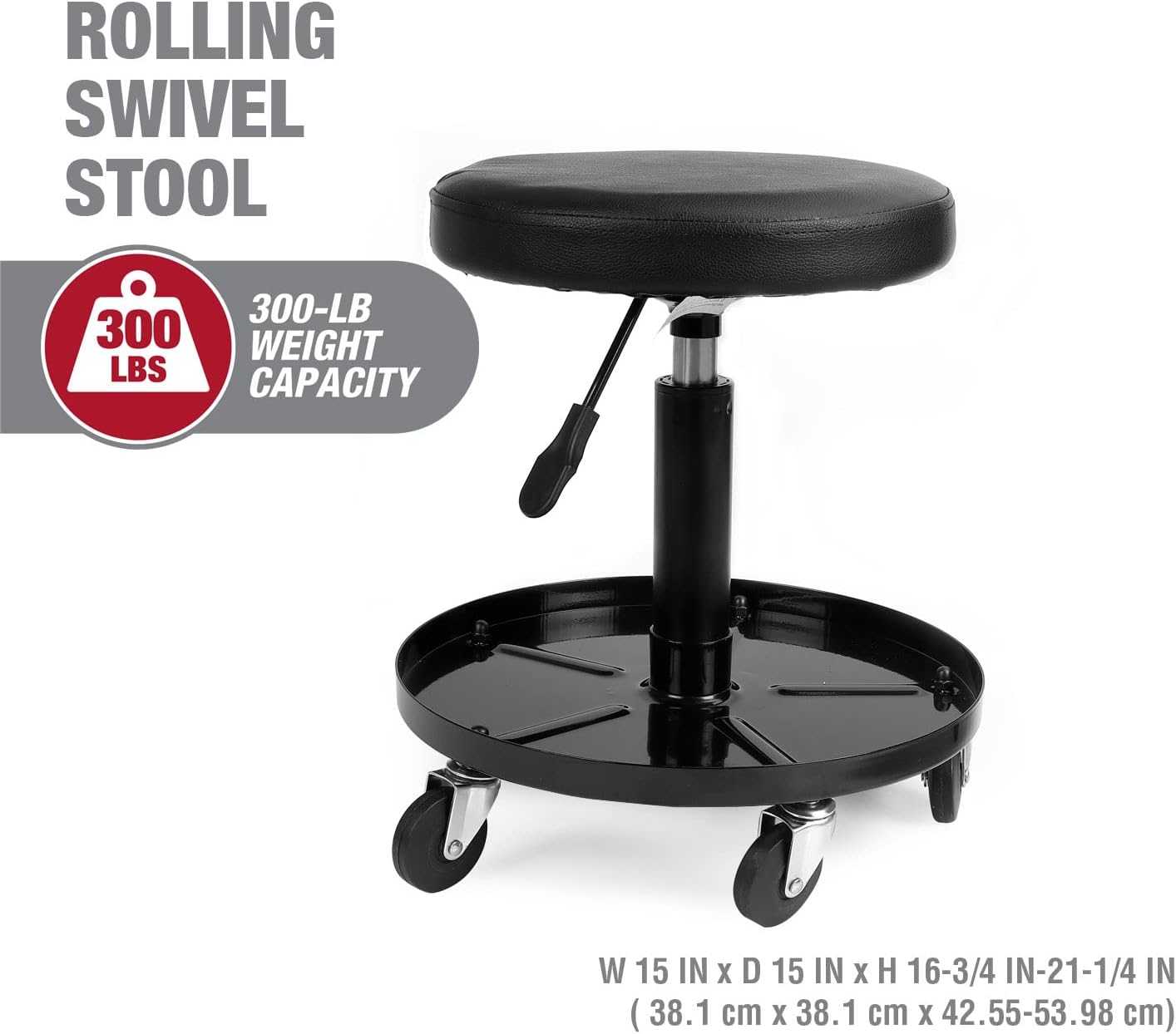 300lb Heavy-Duty Adjustable Mechanic's Roller Seat Adjustable Rolling Stool with Wheels & Tool Tray Black : Automotive