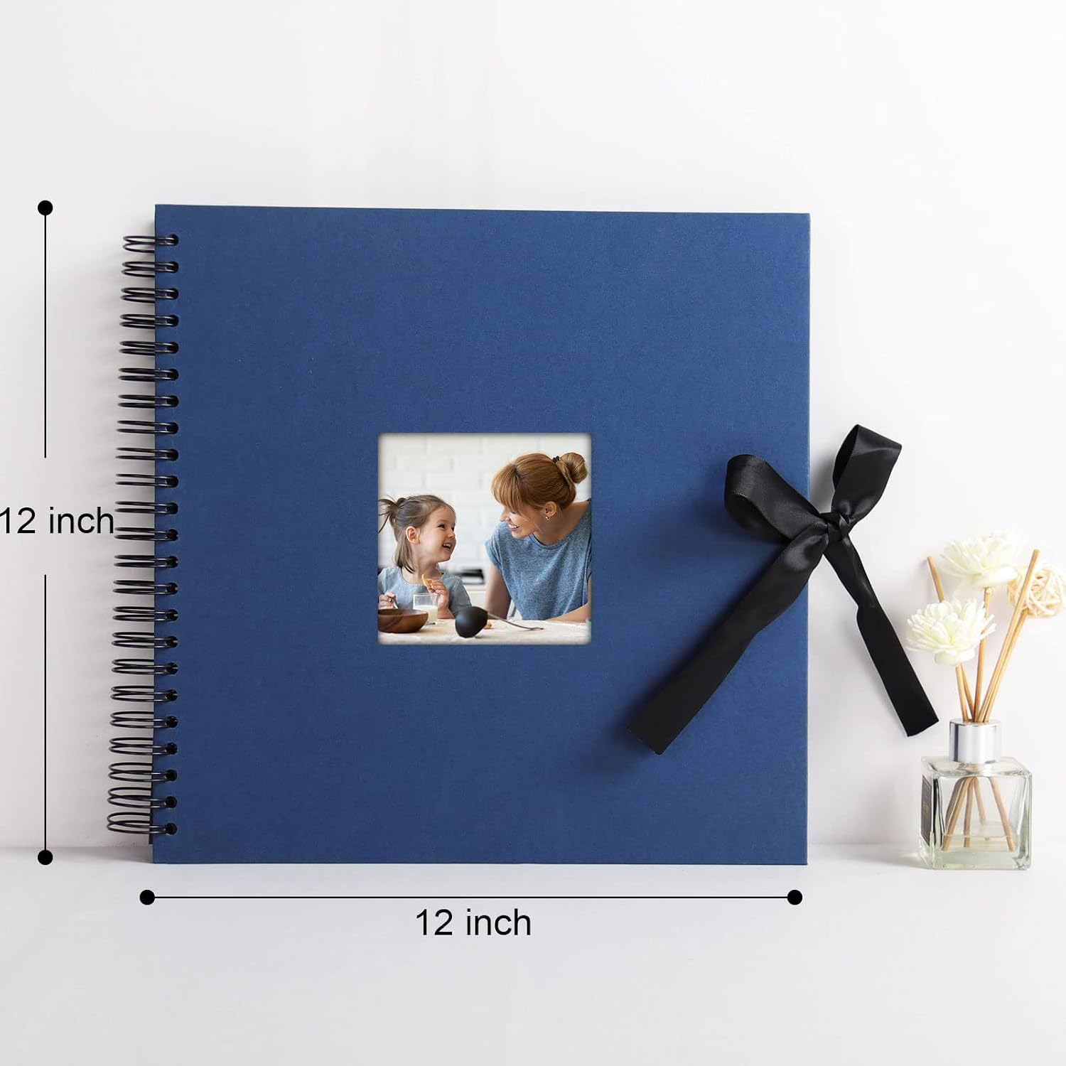 Vienrose Scrapbook Photo Album with Corner Stickers 12x12 inches DIY with Cover Photo Pocket 80 Pages Silk Ribbon Hardcover Album for Guest Book Wedding Baby Shower Christmas Navyblue image 5