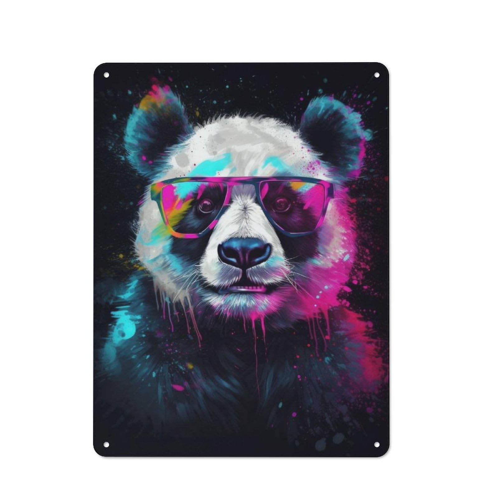 Junmoney Panda Animals Vintage Metal Plaque 40X30cm Featuring For Pub Or Café, Suited To Café Interior Fans