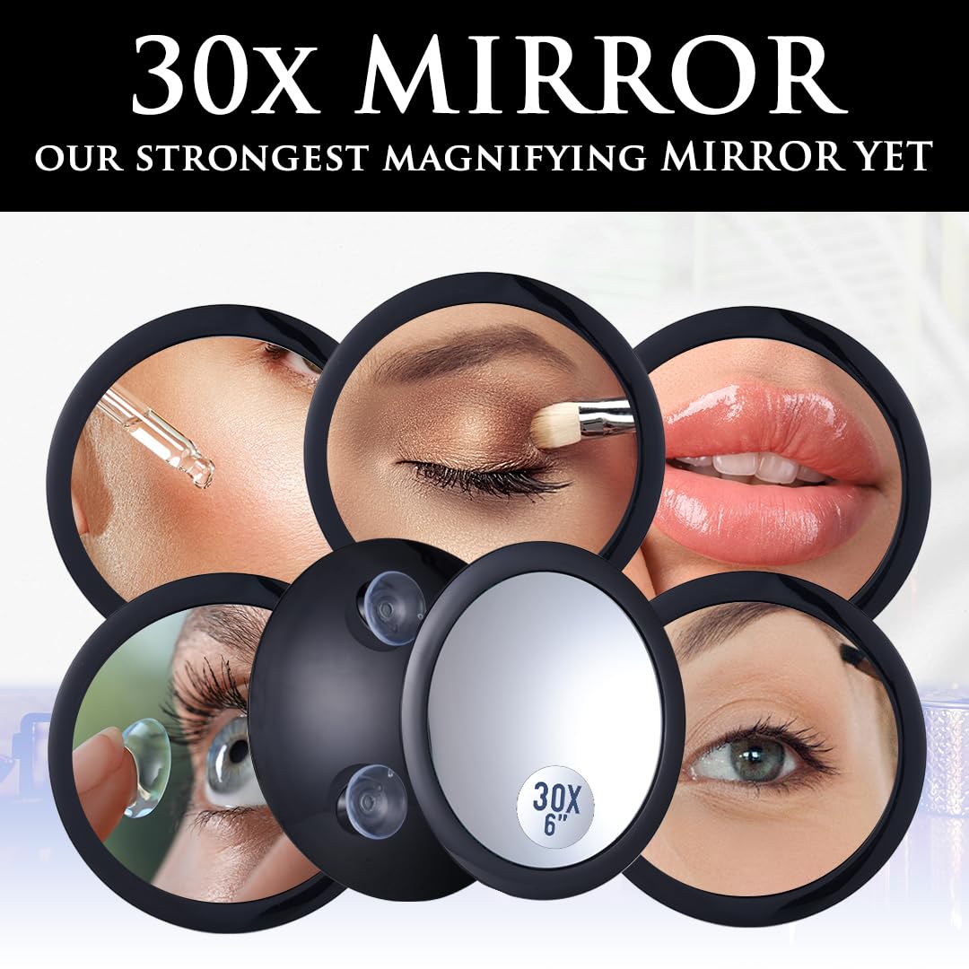 Miroir Grossissant X30, Miroir Avec Poignée, Miroir De Poche Double Face Pliable Portable Pour Maquillage De Voyage Pour Femme Noir 96866781 Miroir Grossissant X30, Miroir Avec Poignée, Miroir De Poche Double Face Pliable Portable Pour Maquillage De Voyage Pour Femme Noir 96866781