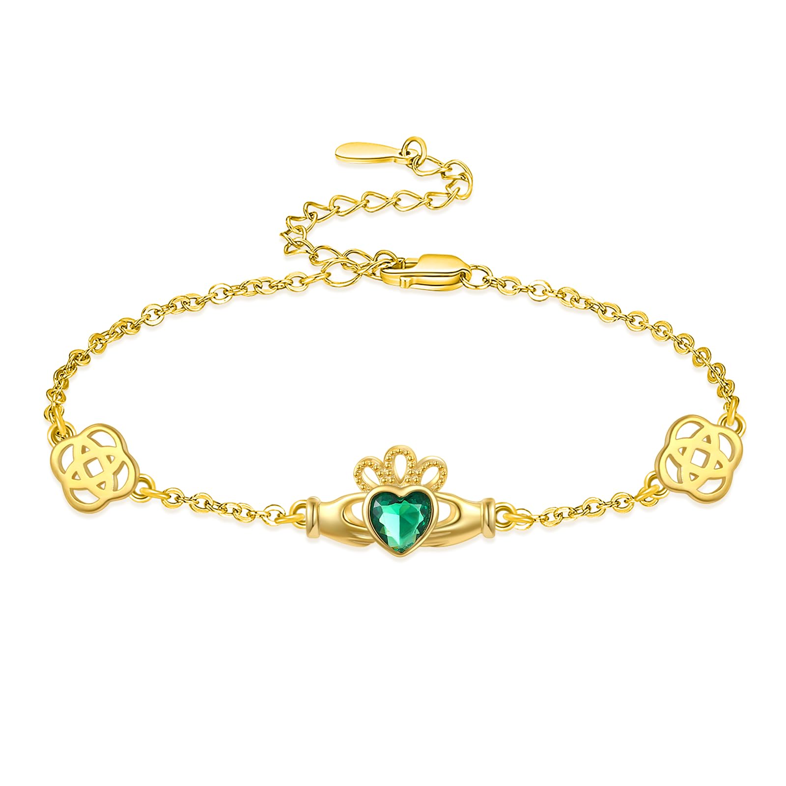 Bracelet Claddagh trèfle irlandais argent 925, cadeau idéal femme - 7