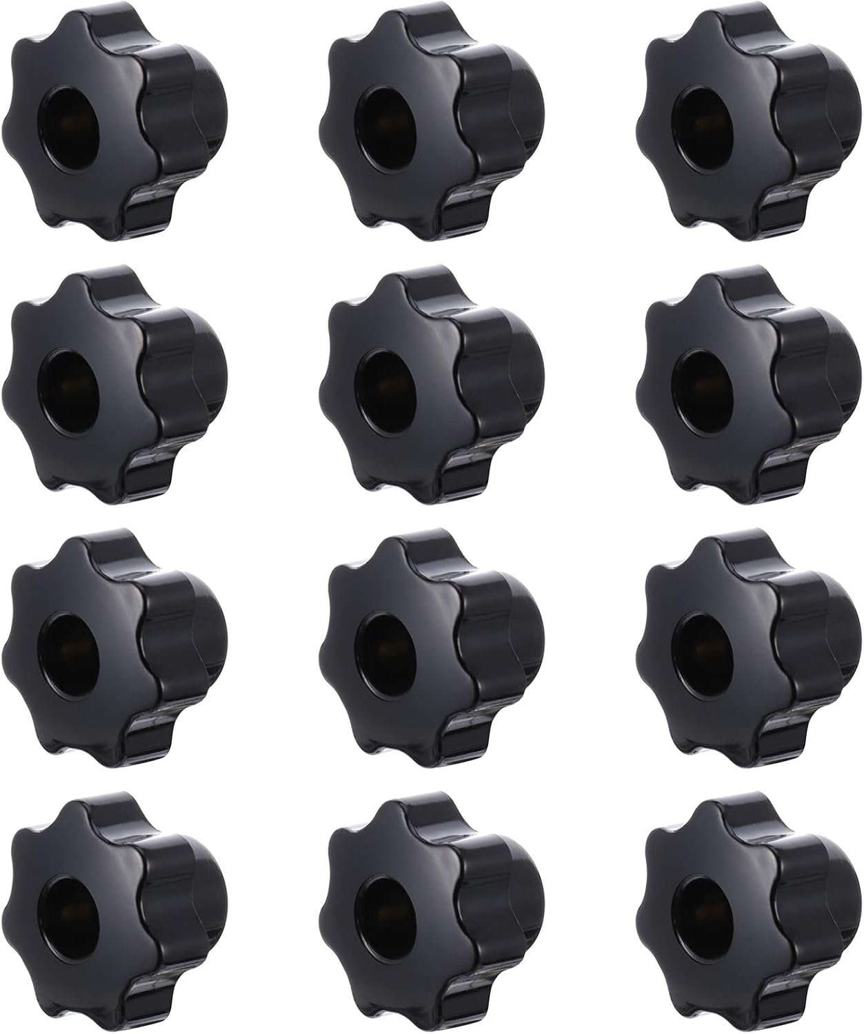 SHOWERORO 12pcs Thru Hole Star Knob Handles with M8 Threaded Hand Screw, Plastic Knurled Clamping Nuts with Copper Core, Industrial Machine Screw-on Handles for Equipment and Door Adjustment