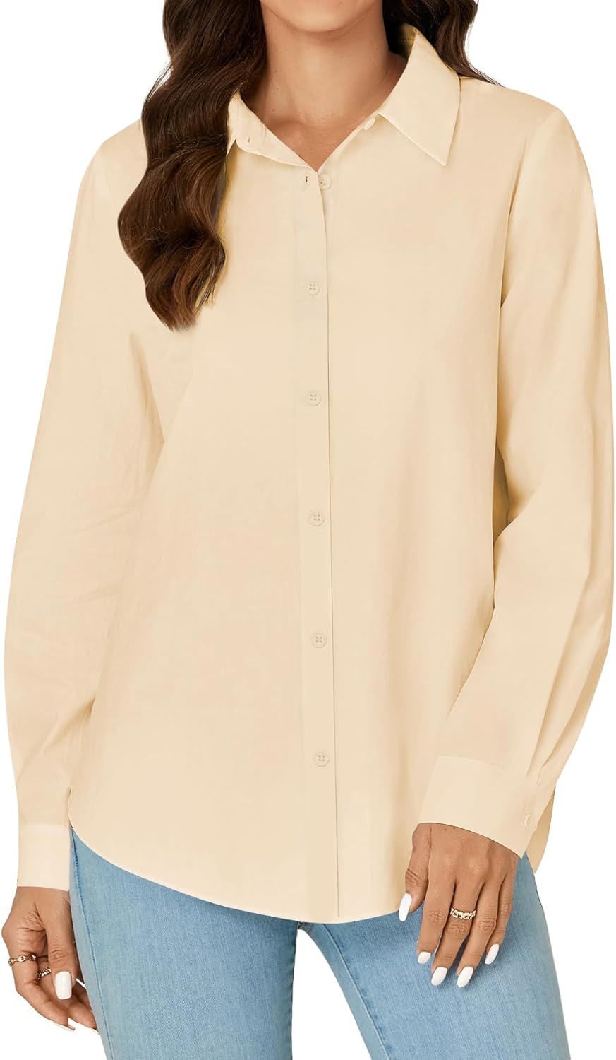 KIFOVEN Women’s Button Down Shirt Long Sleeve Dress Shirt Collared Cotton Casual Work Blouse Top - Image 2