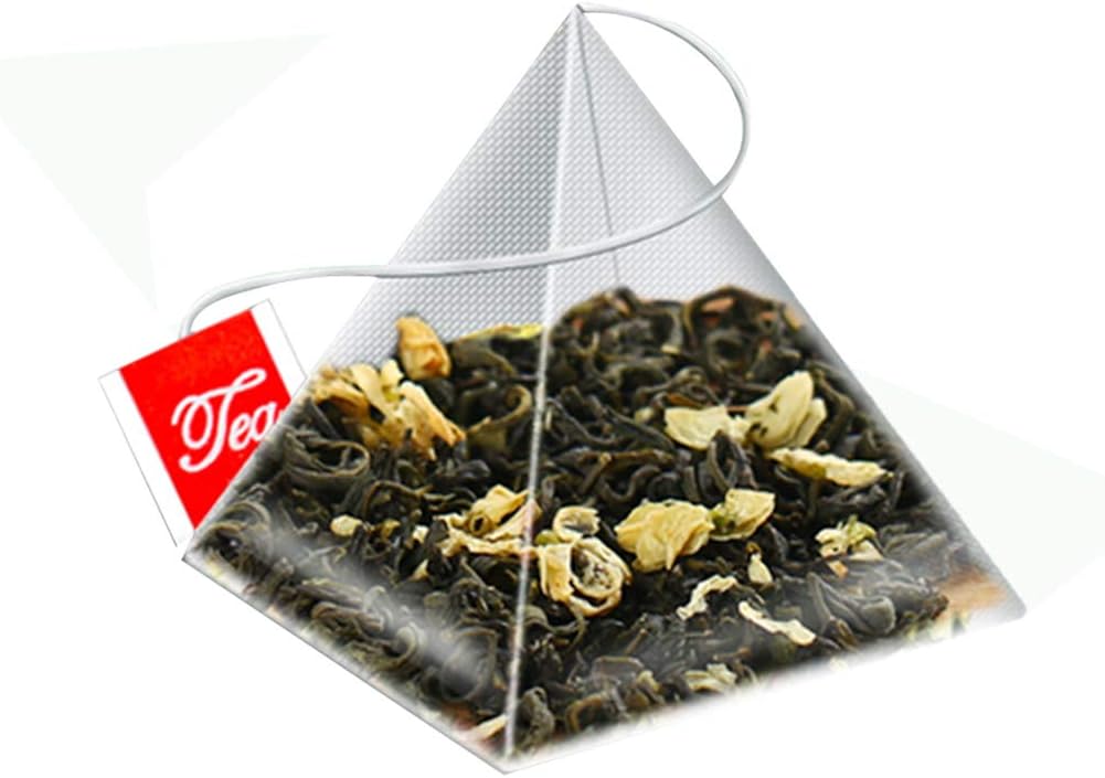 100PCS Pyramid Tea Bag Filter Nylon Tea Bag Single String Label Transparent Decoration Gift
