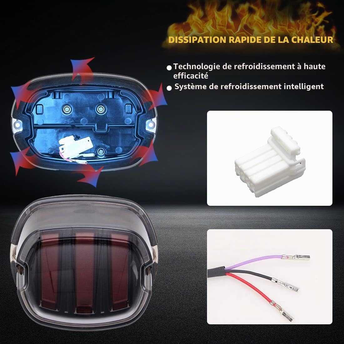 Feu arrière LED moto avec clignotant intégré
