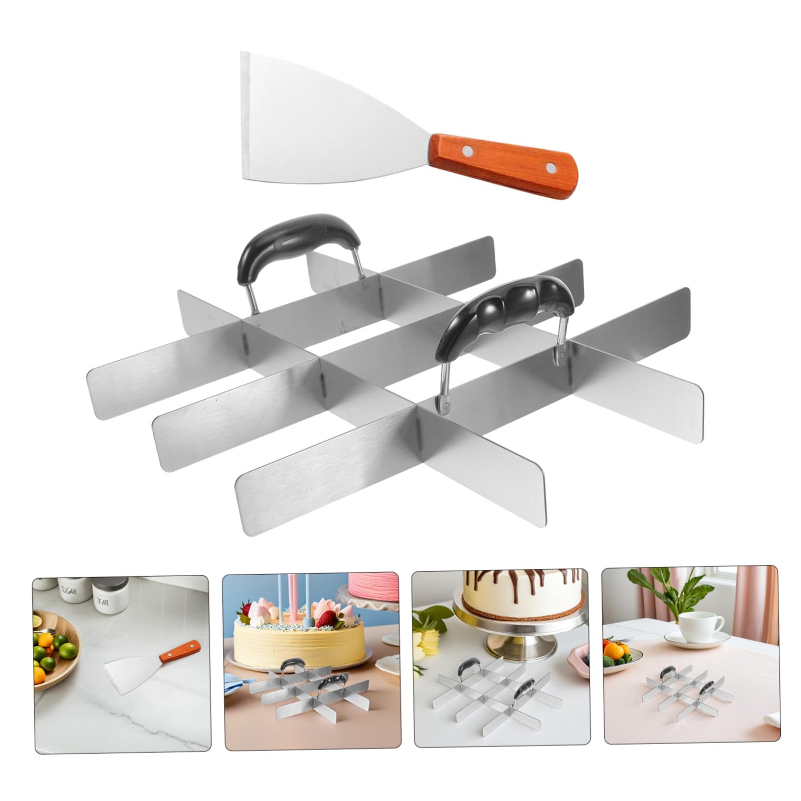 Healifty 2pièces Séparateur à Gâteau Acier Inoxydable avec Spatule de Décoration pour Brownies et Cheesecakes Outil de Pâtisserie Pratique pour Découper Précisément les Gâteaux