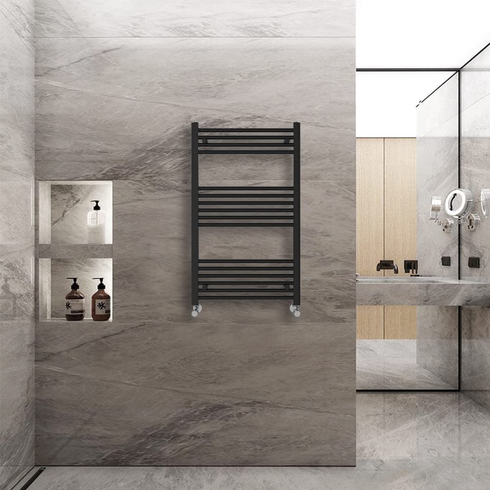 Warmehaus Black Straight Heated Towel Rail Radiator Ladder 1000X600mm Central Heating Radiators For Bathroom Kitchen