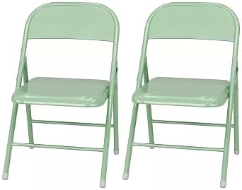 Sillas plegables de metal, portátiles, 2 unidades, asientos con marco de acero para interiores, multicolor, para eventos, oficina, bodas (color verde, tamaño: 2 puñados)