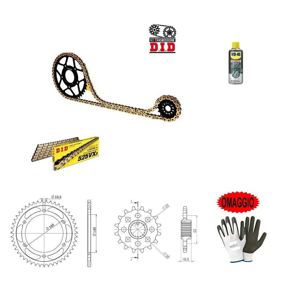 Compatible con BMW F R (K73) (MOZZO FORI Ø 10,5) 800 2017-17 PIÑÓN Kit Cadena PIÑÓN para Motocicleta TRANSMISIÓN Did 525VX3 LUN 120 Enlaces, PIÑÓN Acero P525-Z47, PIÑÓN P525-Z20 ESPECÍFICO
