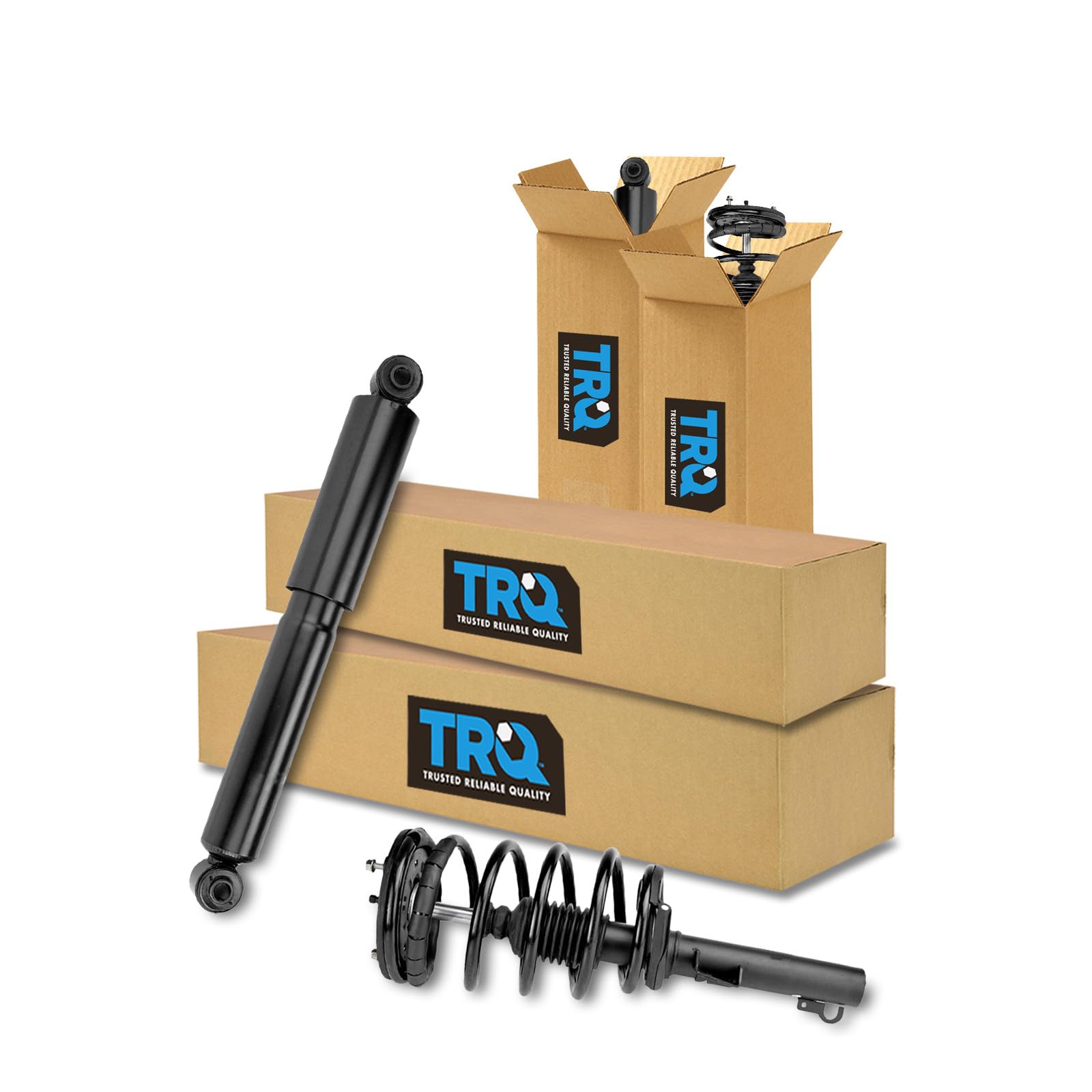 TRQ Front and Rear Complete Strut Assembly &amp; Shock Absorber Kit Complete Strut &amp; Coil Spring Assembly Compatible with 1995-2003 Ford Windstar