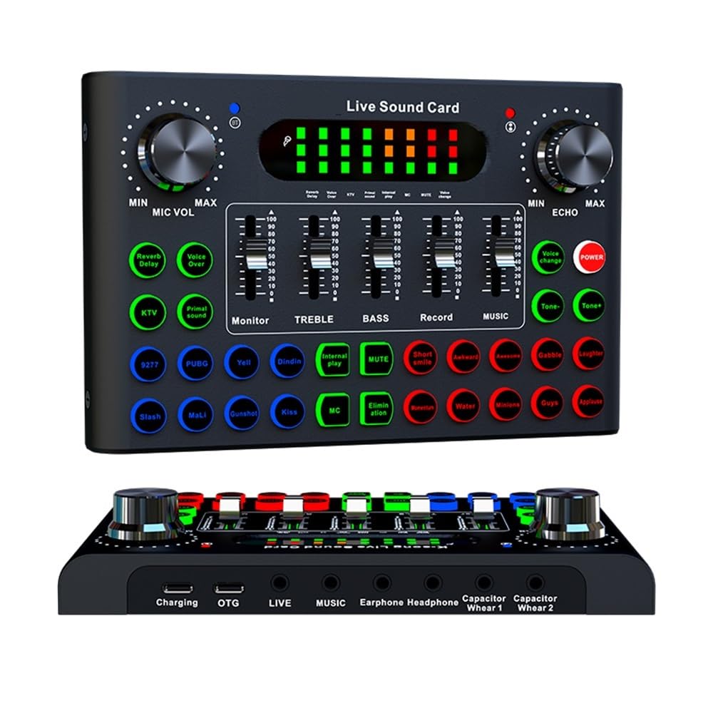 F007C Mezclador de tarjeta de sonido for canto, compacto, profesional y práctico