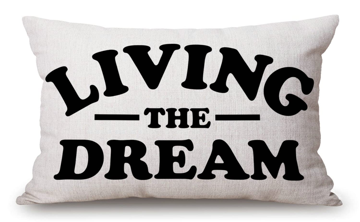 Solekla Jcp146 Living The Dream Waist Lumbar Cotton Linen Throw Pillow Case Cushion Cover For Sofa Home Decorative Oblong 12X20 Inches